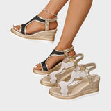 Gökçe |Zarif ortopedik kadın slip-on dolgu topuklu sandaletler