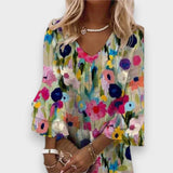 Büşra | V yaka çiçek desenli romantik mini elbise