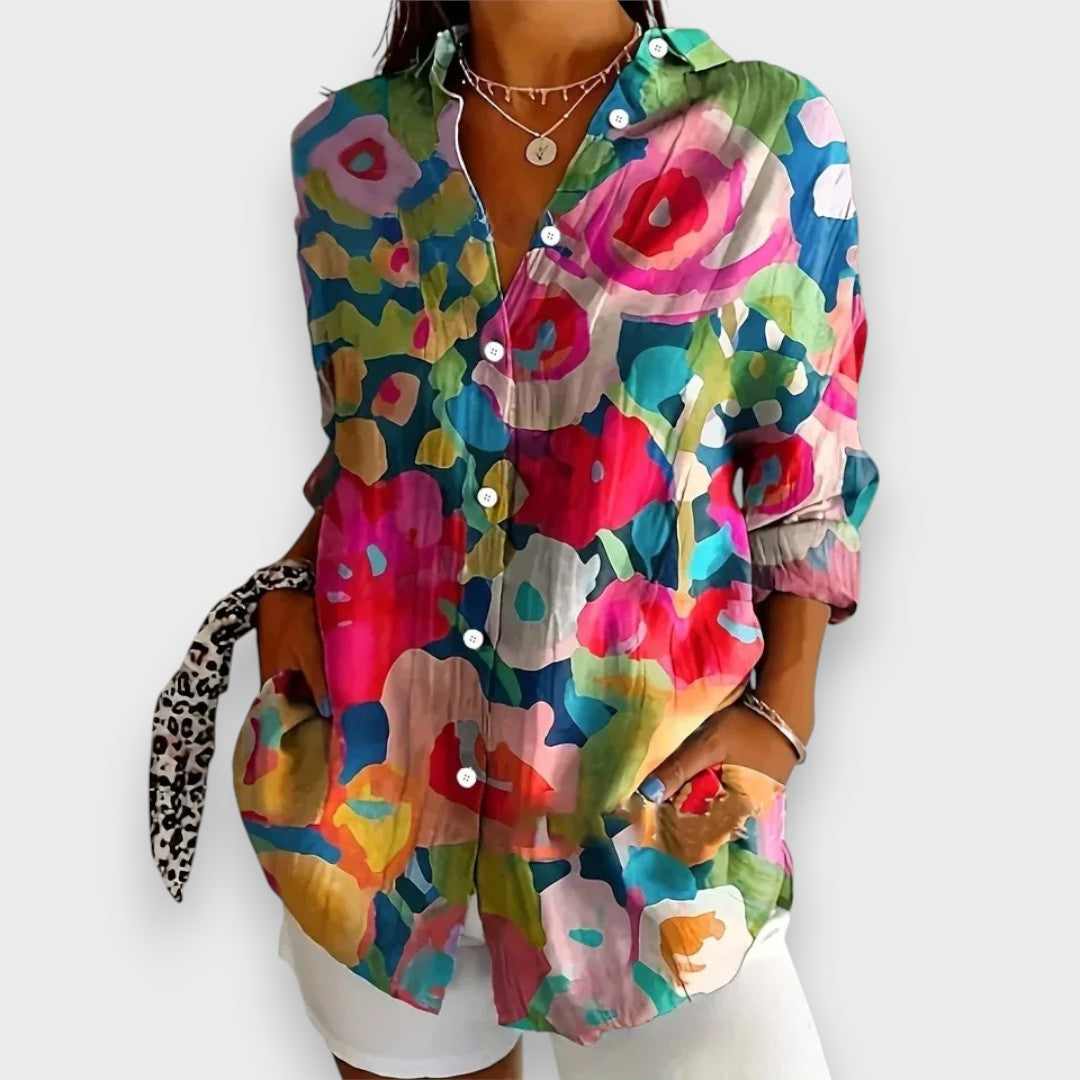 İrem | Eğlenceli desenli renkli bluz