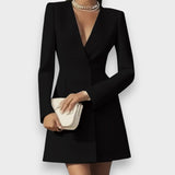 Feyza | Şık V Yaka Uzun Kollu Mini Elbise