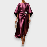 Hatice | Lüks Işıltılı Saten Uzun Elbise