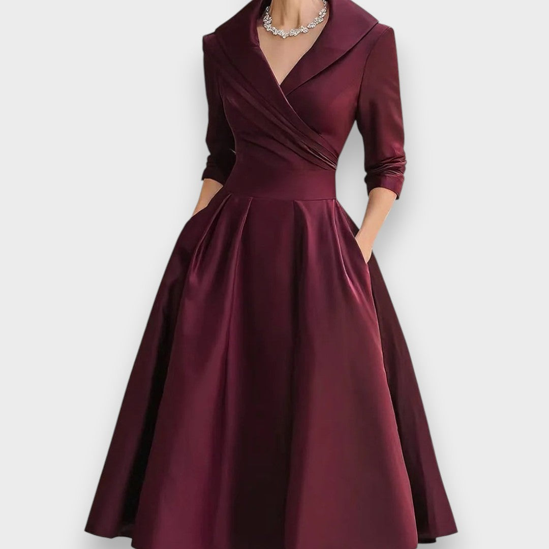 Beril | Saten Midi Elbise