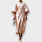 Hatice | Lüks Işıltılı Saten Uzun Elbise