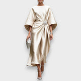 Hatice | Lüks Işıltılı Saten Uzun Elbise