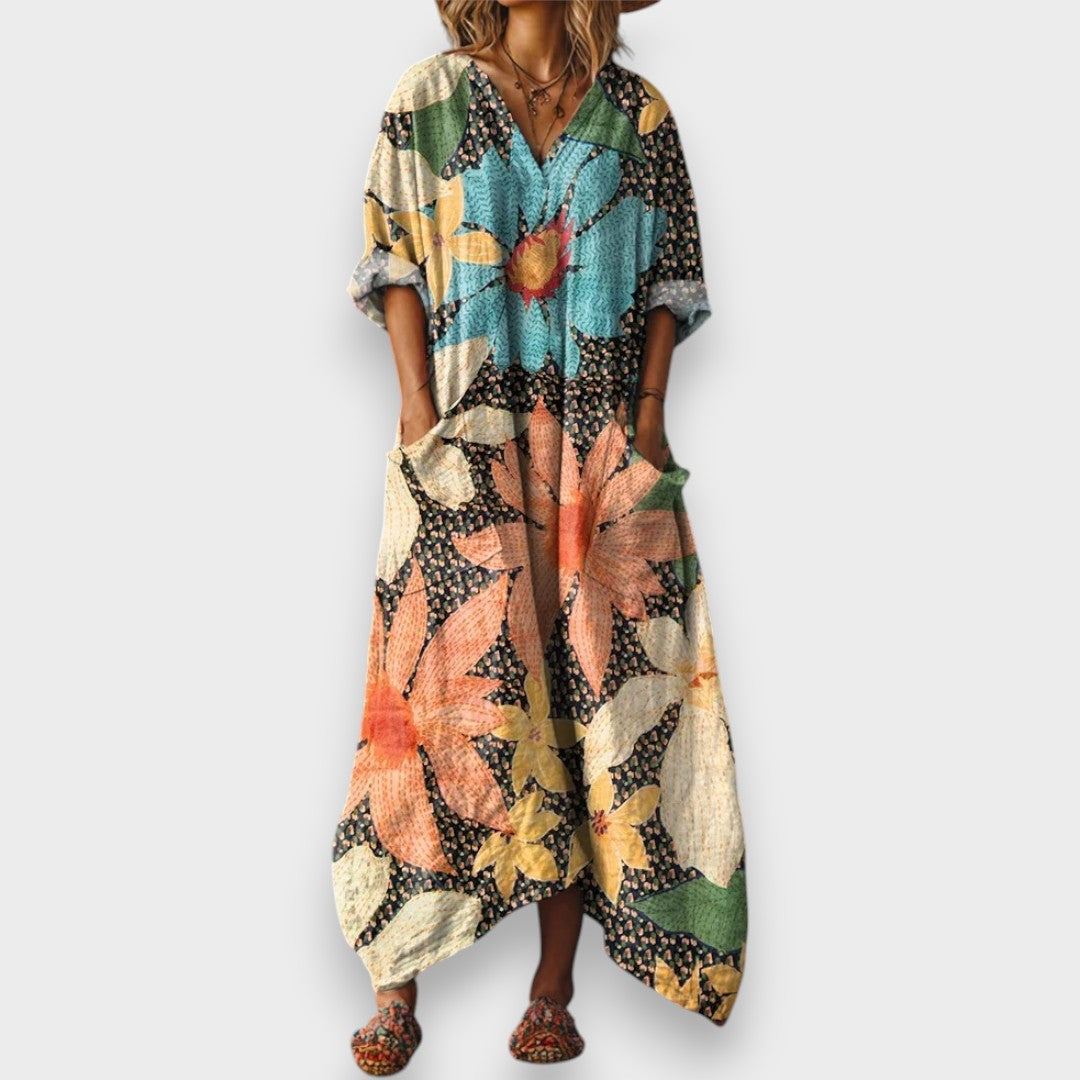 Gülsen | V Yaka Cepli Kadın Elbise