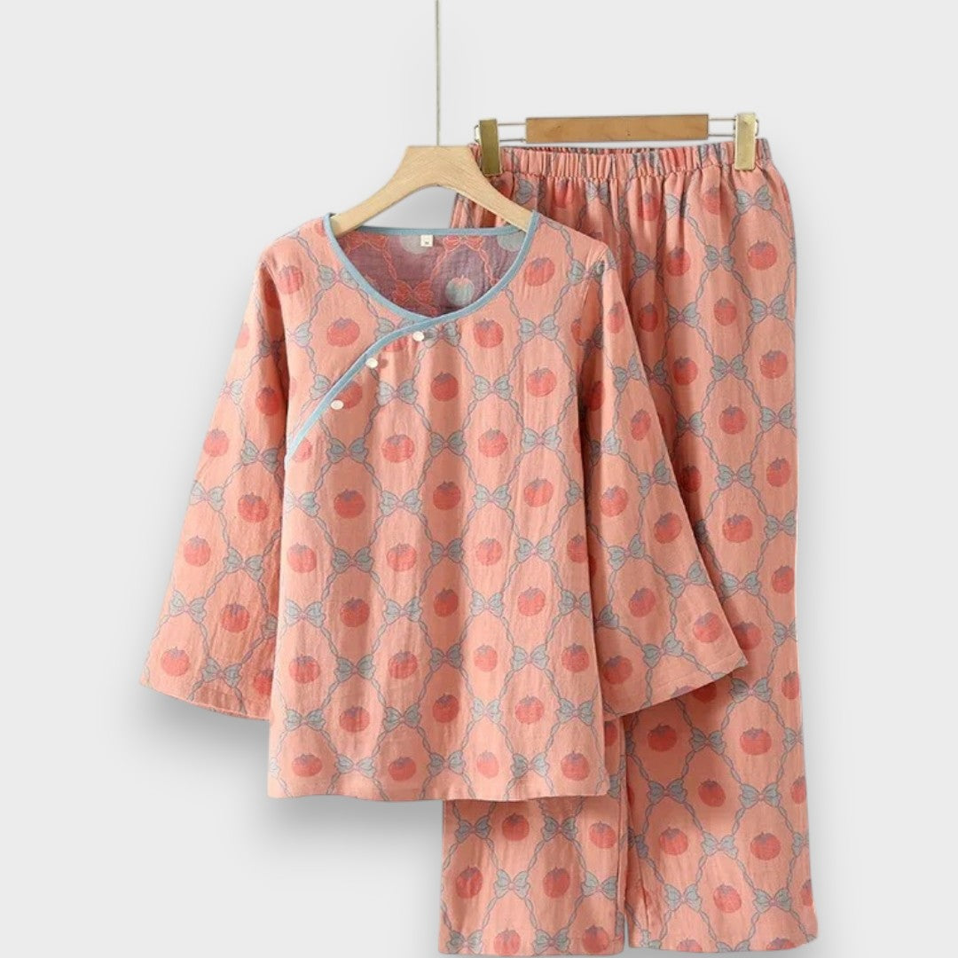 Gülyüz | Vintage Pamuklu Pijama, 3/4 Kollu