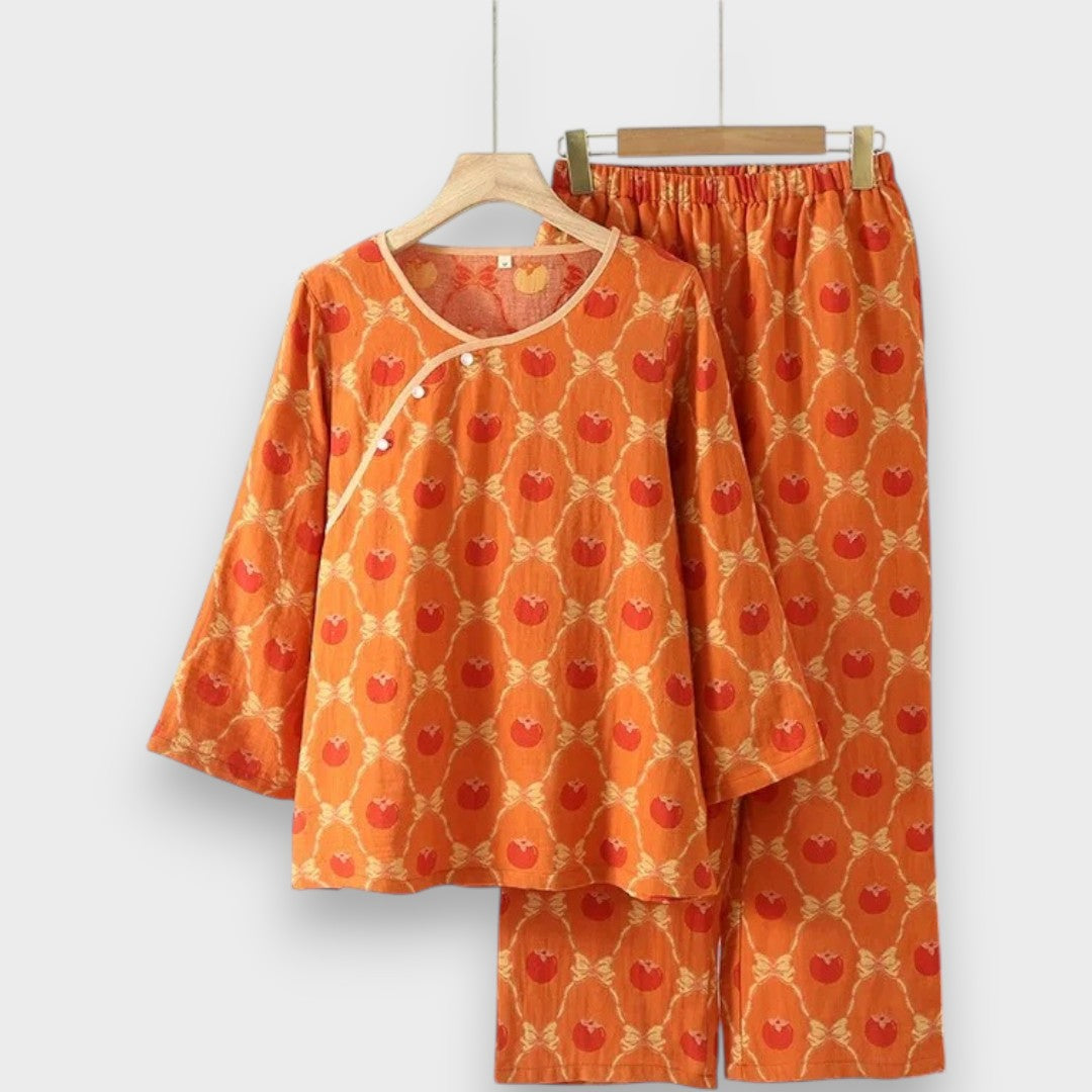 Gülyüz | Vintage Pamuklu Pijama, 3/4 Kollu