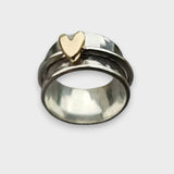 Gwenny | Sallantılı Kalpli Vintage Gümüş Yüzük