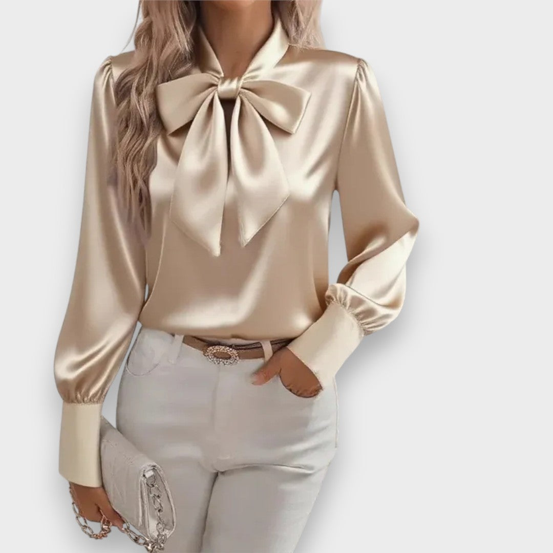Albeni | 2025 Kadın Fiyonklu Saten Bluz – Uzun Kollu, Şık ve Zarif