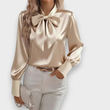 Albeni | 2025 Kadın Fiyonklu Saten Bluz – Uzun Kollu, Şık ve Zarif