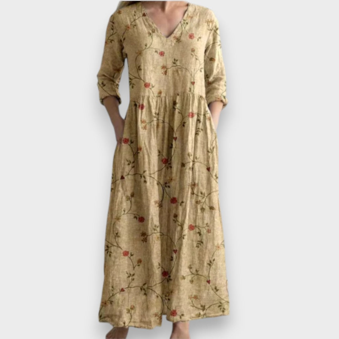 Zerrin™ | Vintage Çiçekli Maxi Elbise