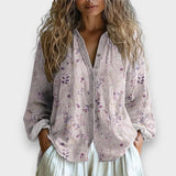 Fadime | Yaprak Desenli Vintage Bluz