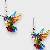 Atife | Renkli akrilik sinek kuşu küpe.